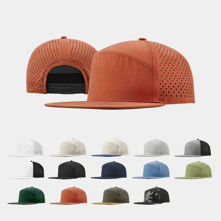 Blank & Custom Perforated Flat Bill Water Repellent Snapback Golf Hat Wholesale - 6023
