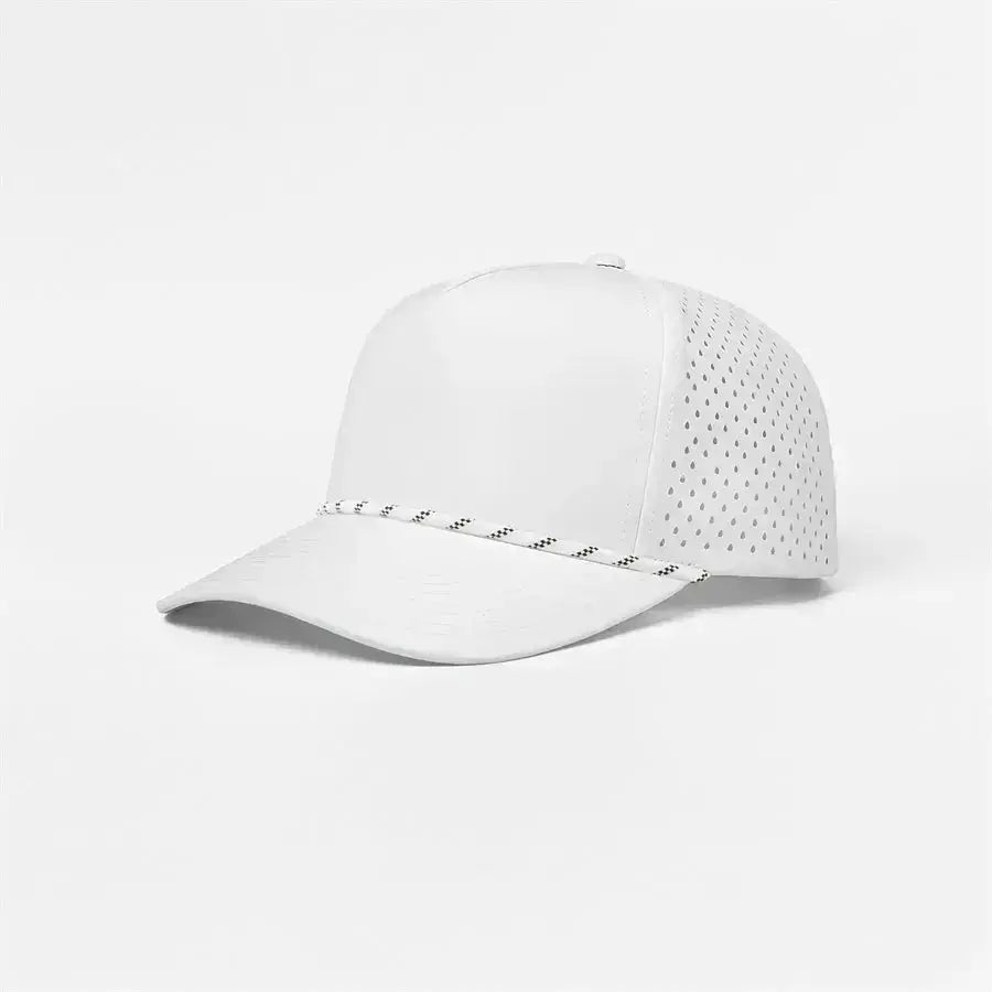 Blank & Custom 5 Panel Laser Perforated Performance Golf Rope Hat Wholesale - 6526P
