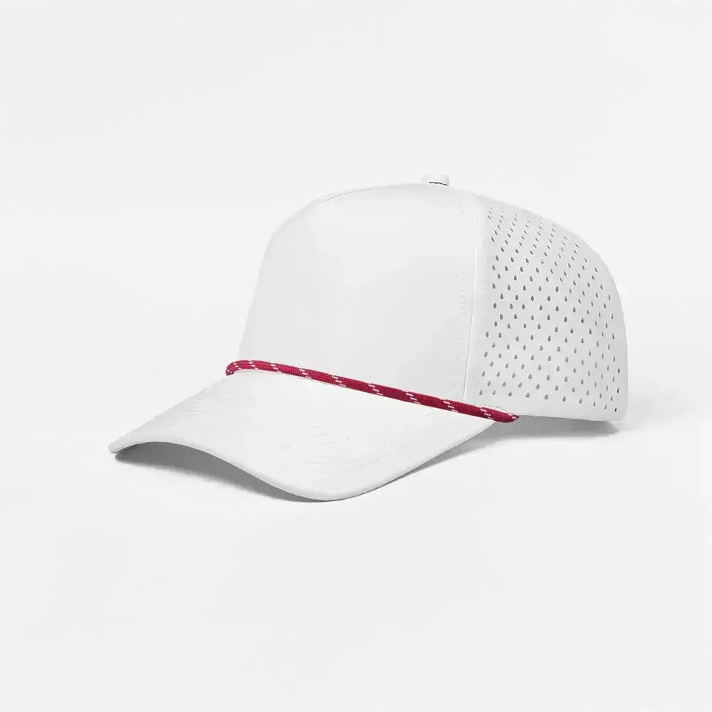 Blank & Custom 5 Panel Laser Perforated Performance Golf Rope Hat Wholesale - 6526P