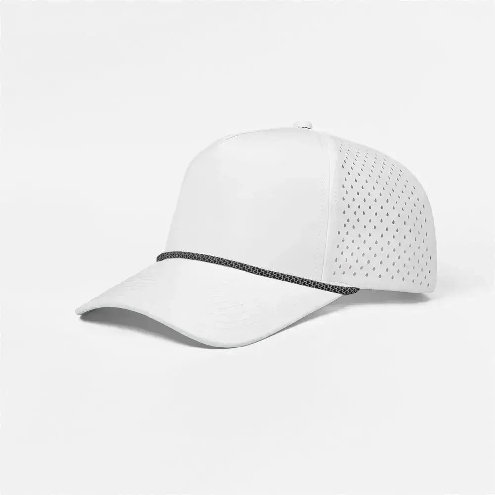 Blank & Custom 5 Panel Laser Perforated Performance Golf Rope Hat Wholesale - 6526P