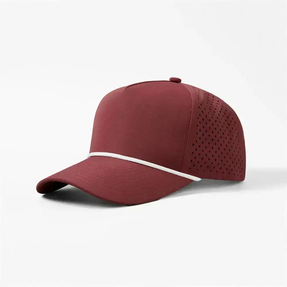 Blank & Custom 5 Panel Laser Perforated Performance Golf Rope Hat Wholesale - 6526P