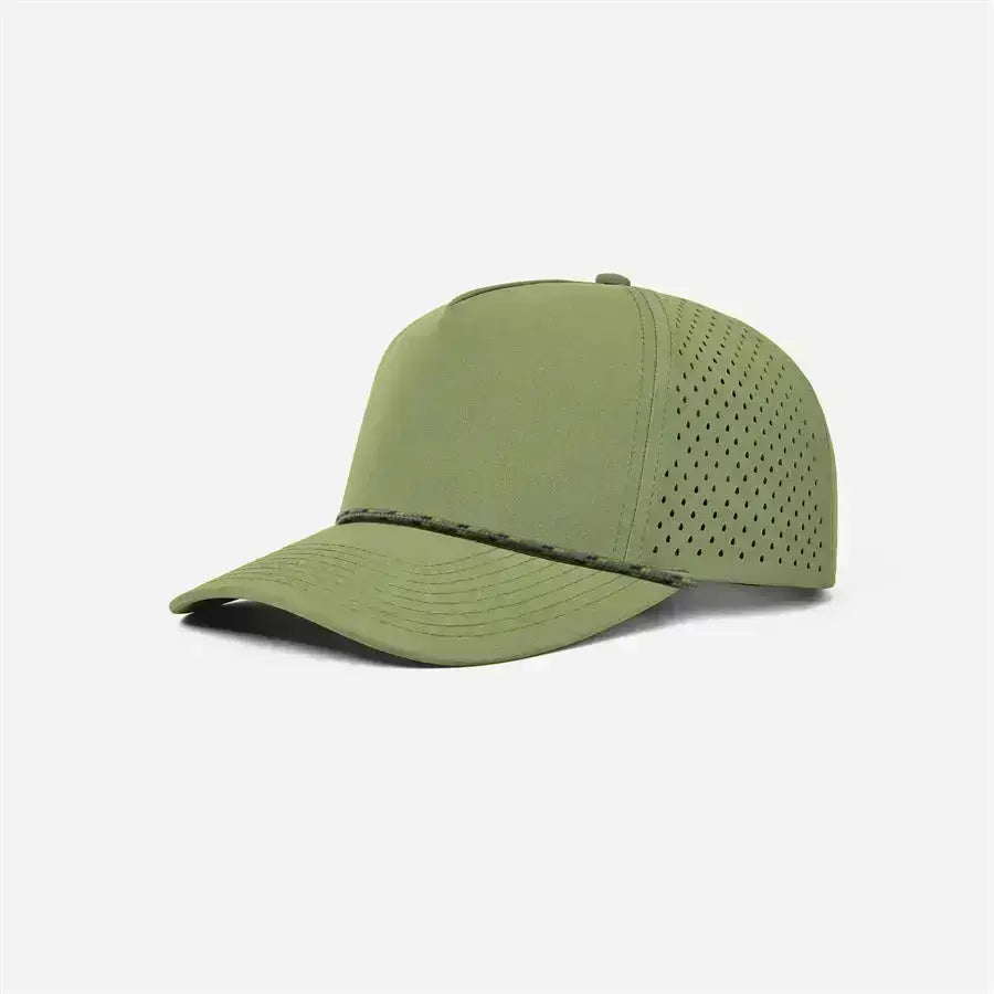 Blank & Custom 5 Panel Laser Perforated Performance Golf Rope Hat Wholesale - 6526P