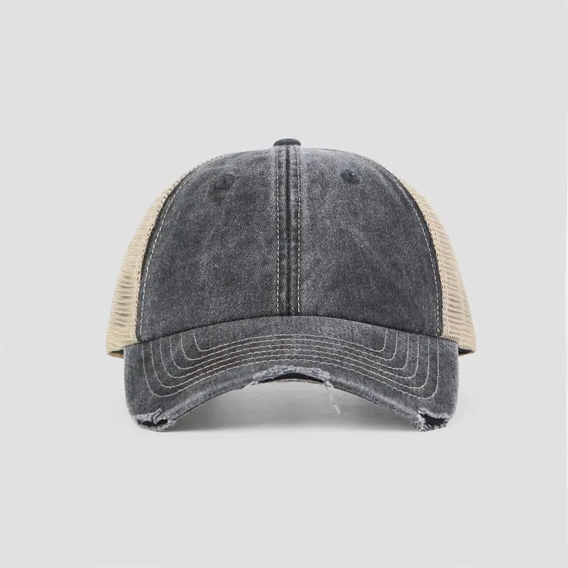 Blank & Custom Vintage Cotton Sand Unstructured Mesh Trucker Hats Wholesale - 6532