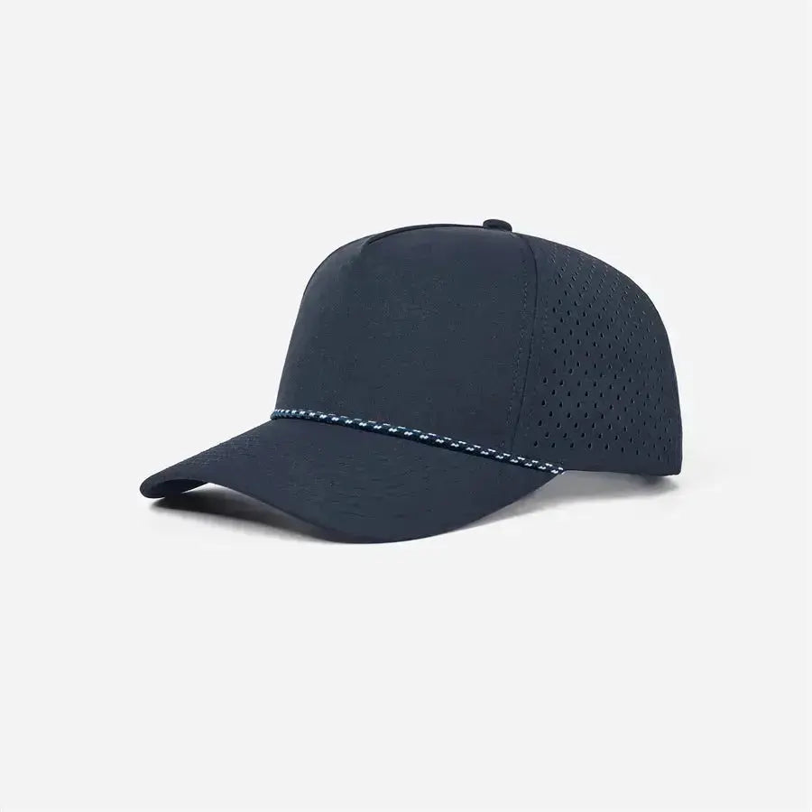 Blank & Custom 5 Panel Laser Perforated Performance Golf Rope Hat Wholesale - 6526P