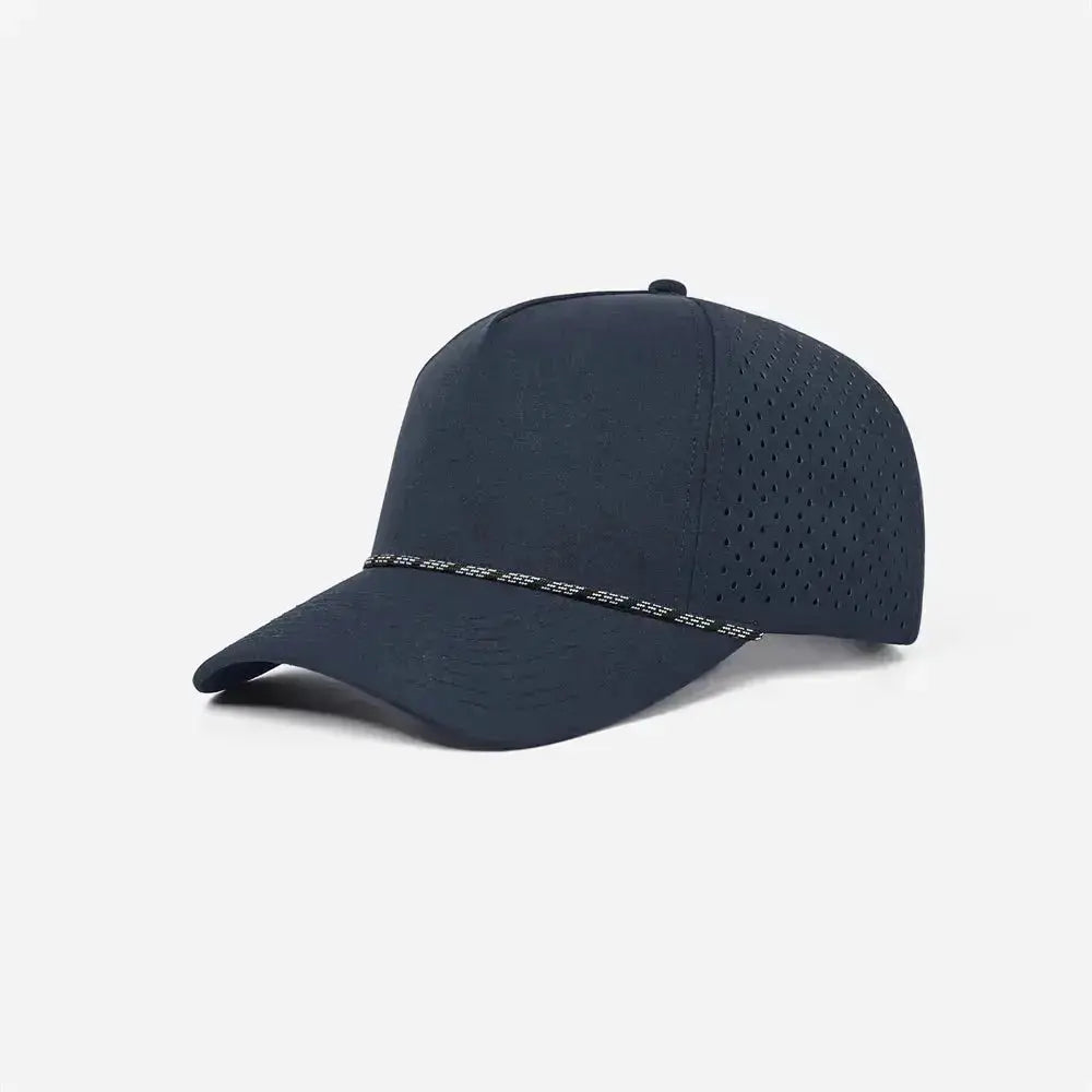 Blank & Custom 5 Panel Laser Perforated Performance Golf Rope Hat Wholesale - 6526P