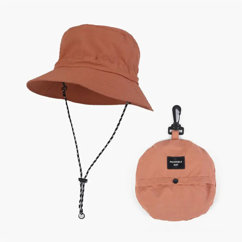 Blank Water Resistant Packable Bucket Hat with String UPF 50+ Wholesale - 128