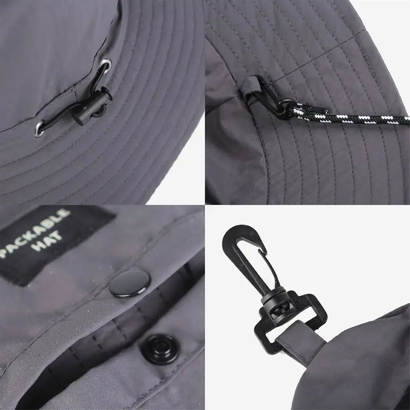 Blank Water Resistant Packable Bucket Hat with String UPF 50+ Wholesale - 128
