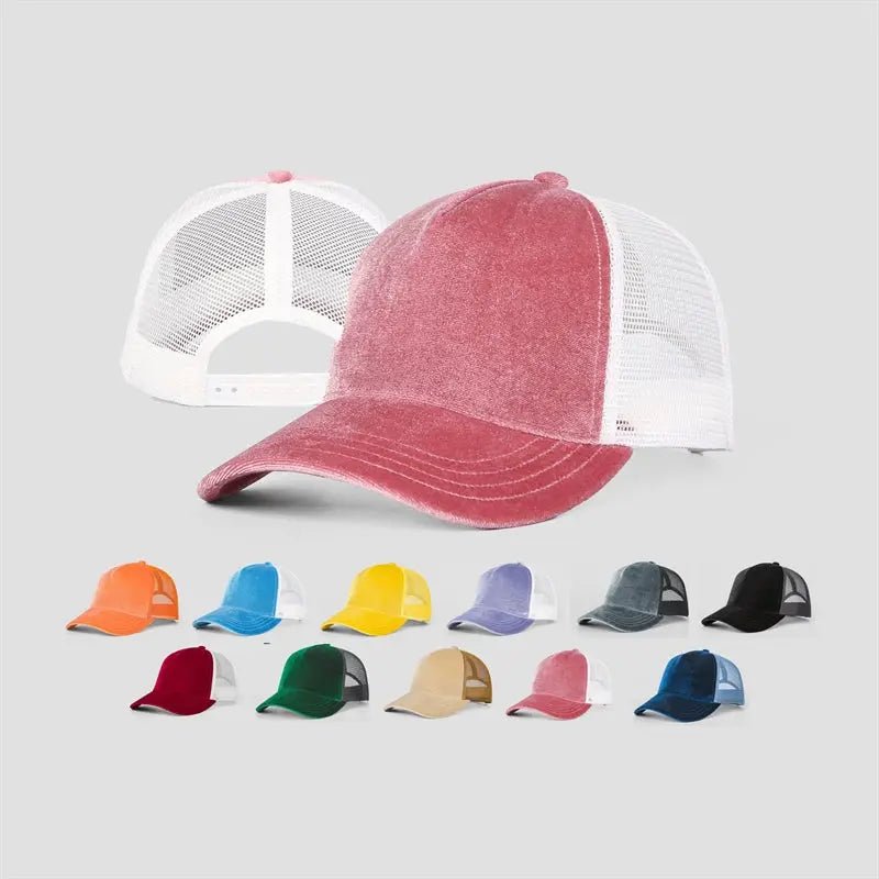Blank Velvet 5 Panel Trucker Hat Wholesale - 6529