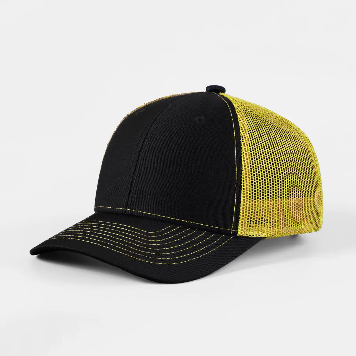 Blank & Custom 6 Panel Mid Profile Structured Trucker Hat Wholesale - 7018