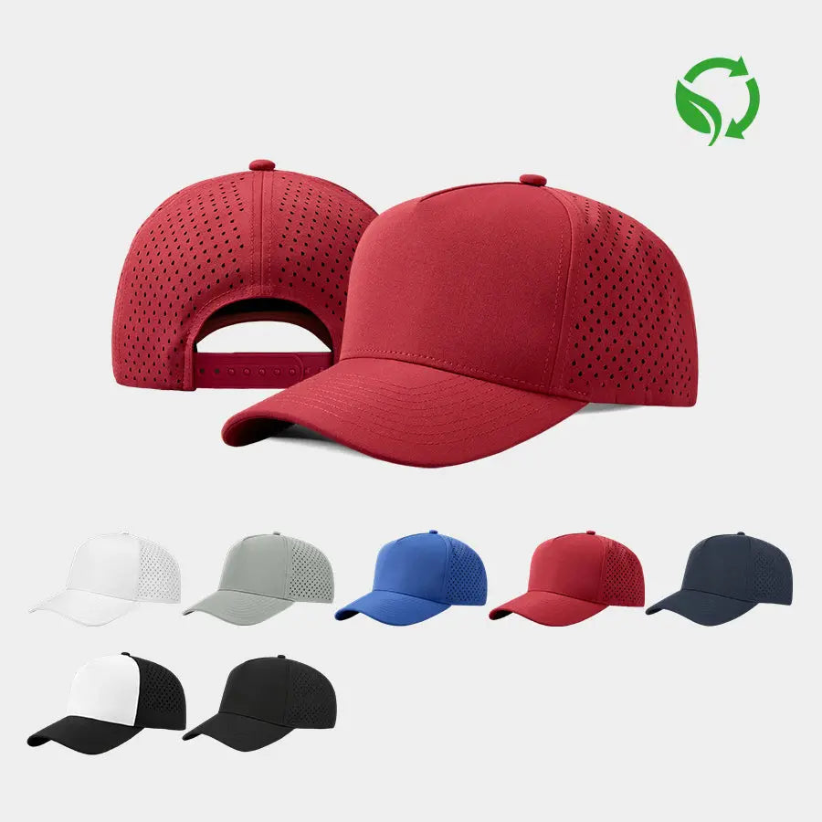 Blank & Custom Youth 5 Panel Perforated Water Repellent Snapback Golf Hat - 5479