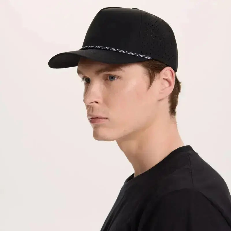 Blank & Custom 5 Panel Laser Perforated Performance Golf Rope Hat Wholesale - 6526P