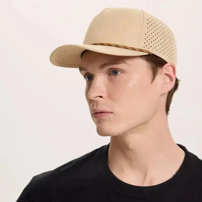 Blank & Custom 5 Panel Laser Perforated Performance Golf Rope Hat Wholesale - 6526P