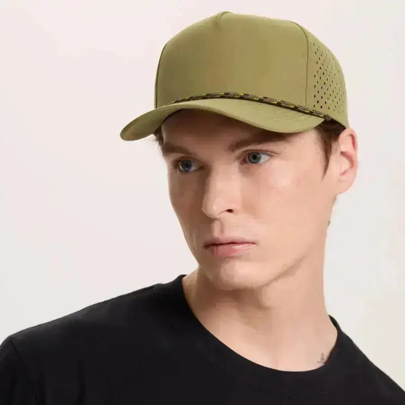 Blank & Custom 5 Panel Laser Perforated Performance Golf Rope Hat Wholesale - 6526P