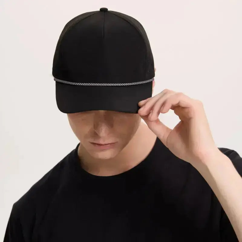 Blank & Custom 5 Panel Laser Perforated Performance Golf Rope Hat Wholesale - 6526P