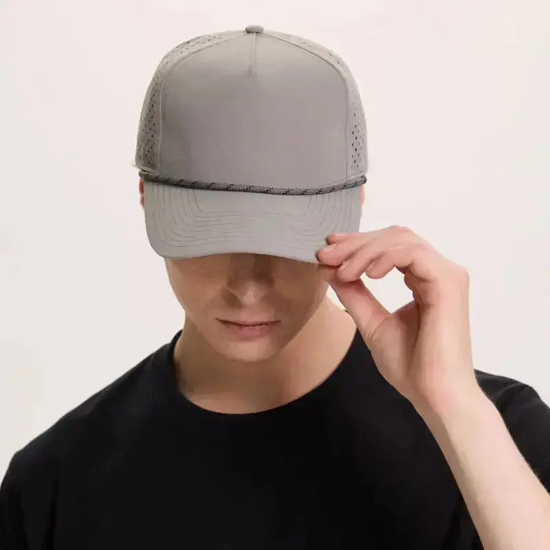 Blank & Custom 5 Panel Laser Perforated Performance Golf Rope Hat Wholesale - 6526P