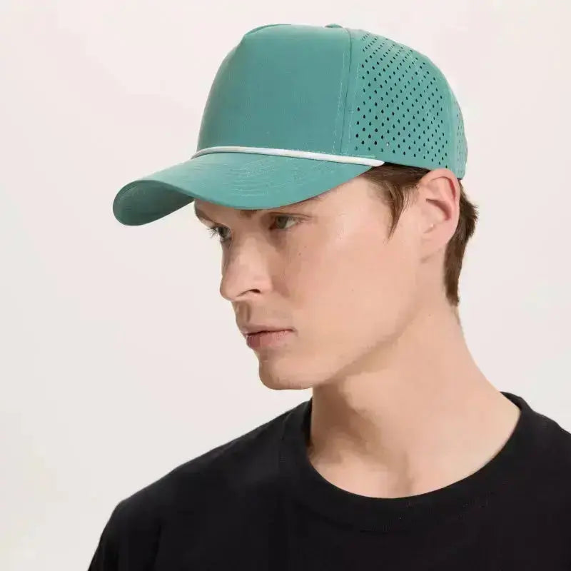 Blank & Custom 5 Panel Laser Perforated Performance Golf Rope Hat Wholesale - 6526P