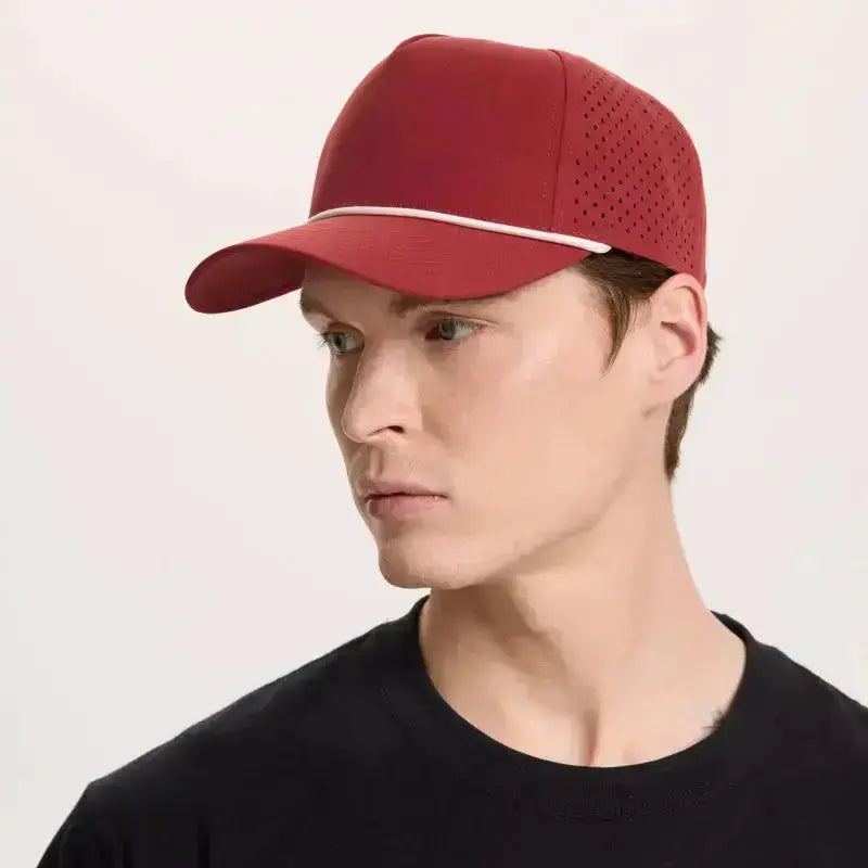 Blank & Custom 5 Panel Laser Perforated Performance Golf Rope Hat Wholesale - 6526P