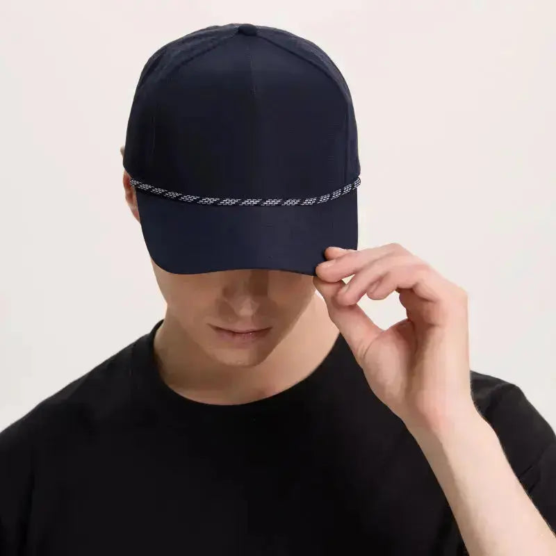 Blank & Custom 5 Panel Laser Perforated Performance Golf Rope Hat Wholesale - 6526P