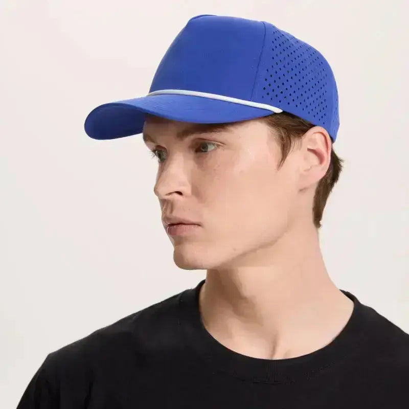 Blank & Custom 5 Panel Laser Perforated Performance Golf Rope Hat Wholesale - 6526P