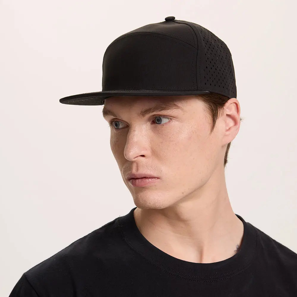 Blank & Custom Perforated Flat Bill Water Repellent Snapback Golf Hat Wholesale - 6023