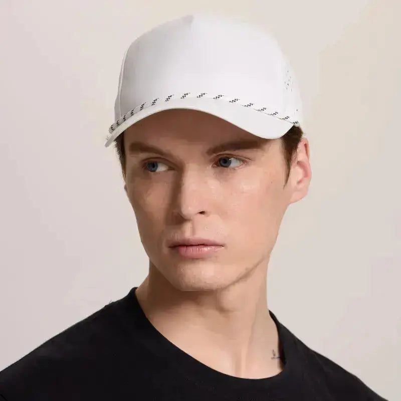 Blank & Custom 5 Panel Laser Perforated Performance Golf Rope Hat Wholesale - 6526P