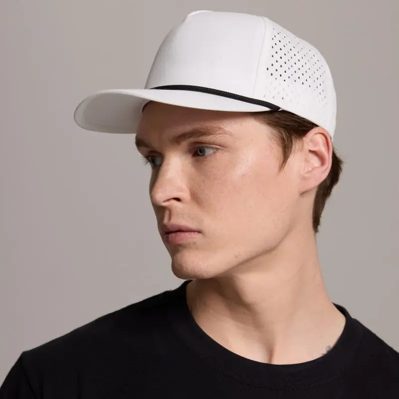 Blank & Custom 5 Panel Laser Perforated Performance Golf Rope Hat Wholesale - 6526P