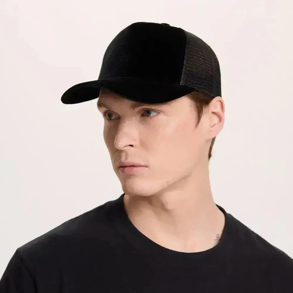 Blank Suede Mesh 5 Panel Trucker Hats Wholesale - 6710