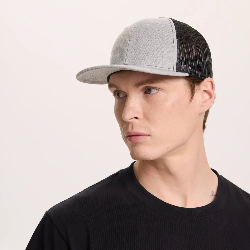 Blank & Custom 6 Panel Mid Profile Structured Trucker Hat Wholesale - 7018
