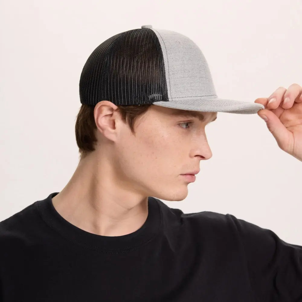 Blank & Custom 6 Panel Mid Profile Structured Trucker Hat Wholesale - 7018