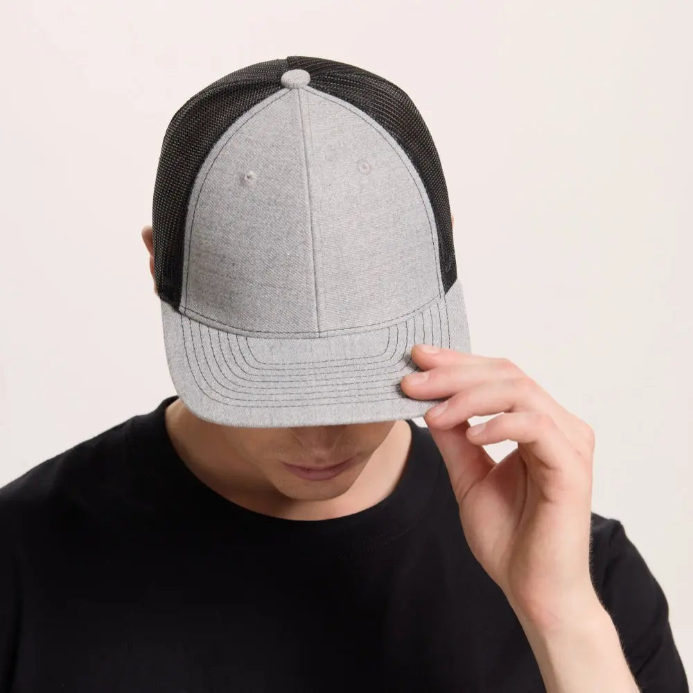 Blank & Custom 6 Panel Mid Profile Structured Trucker Hat Wholesale - 7018