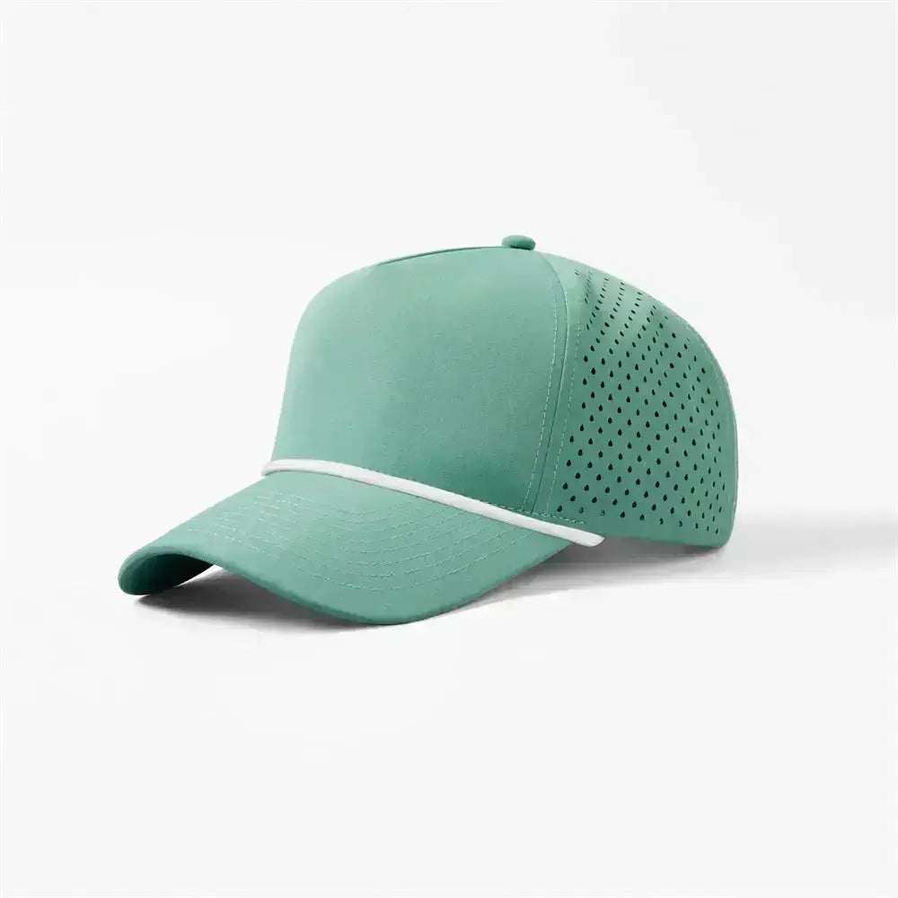Blank & Custom 5 Panel Laser Perforated Performance Golf Rope Hat Wholesale - 6526P