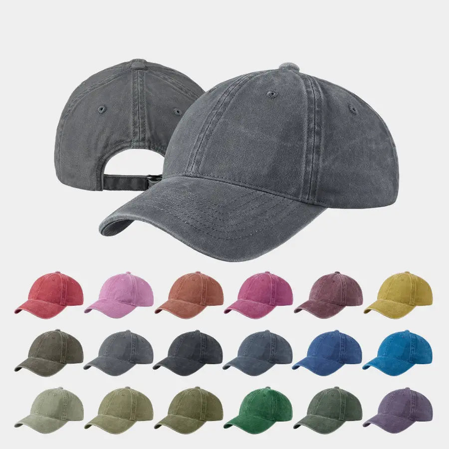 Blank & Custom 6 Panel Distressed Vintage Dad Hat Wholesale - 6123