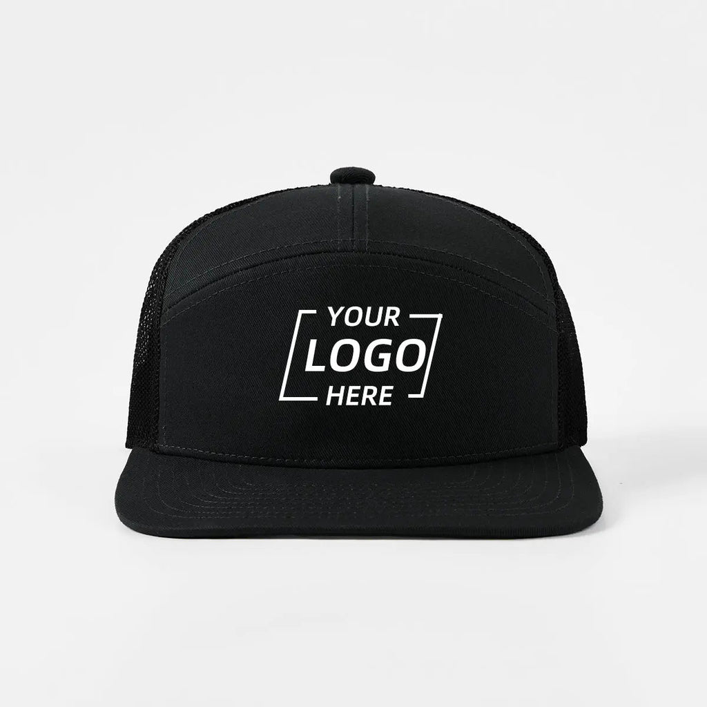 Blank & Custom Flat Bill 7 Panel Trucker Hat Wholesale - 6471 (Recycled)