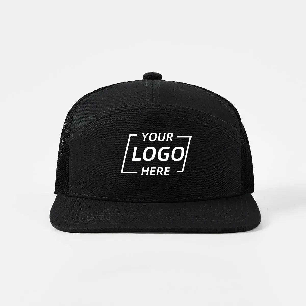 Blank & Custom Flat Bill 7 Panel Trucker Hat Wholesale - 6471 (Recycled)