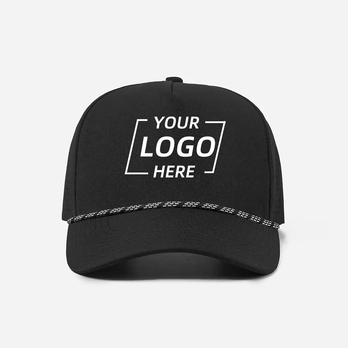 Blank & Custom 5 Panel Laser Perforated Performance Golf Rope Hat Wholesale - 6526P