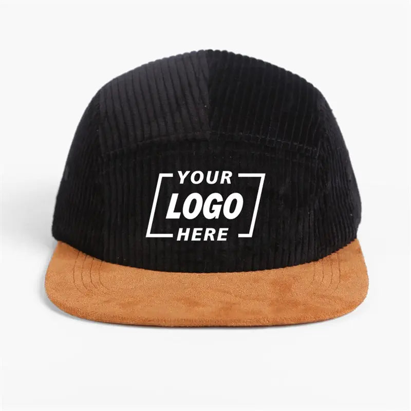 Blank & Custom Corduroy 5 Panel Flat Bill Camper Hat Wholesale - 6715