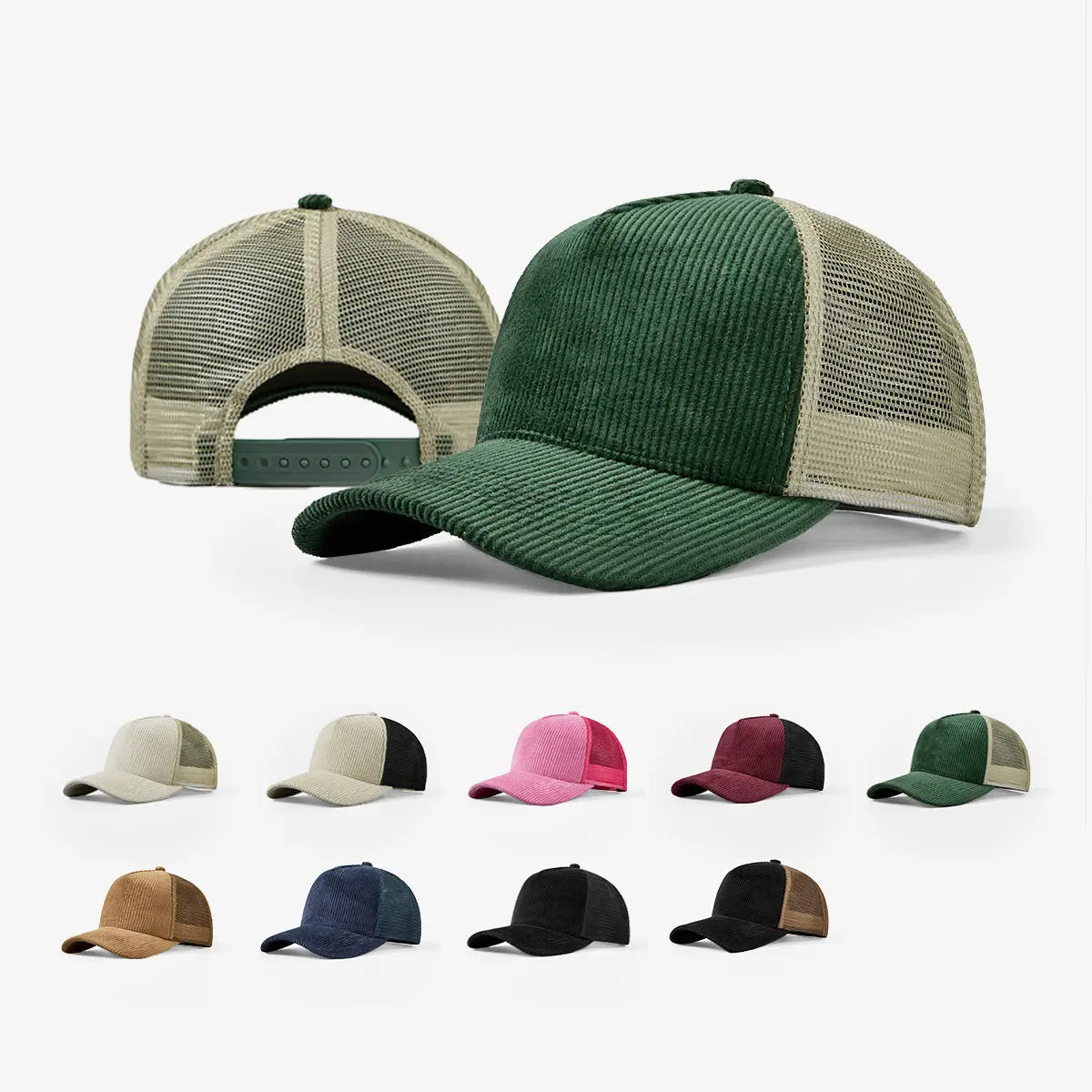 Blank & Custom 5 Panel Corduroy Trucker Hats Wholesale - 5129