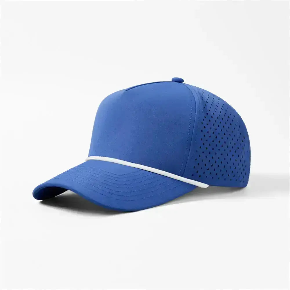 Blank & Custom 5 Panel Laser Perforated Performance Golf Rope Hat Wholesale - 6526P