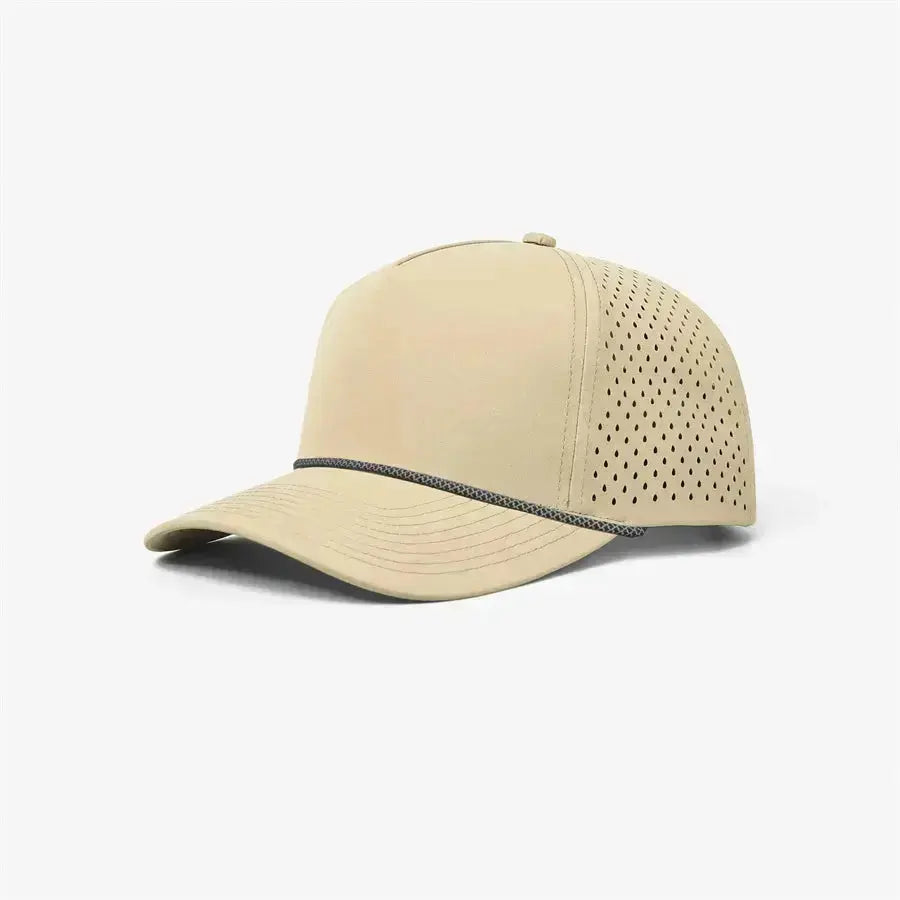 Blank & Custom 5 Panel Laser Perforated Performance Golf Rope Hat Wholesale - 6526P