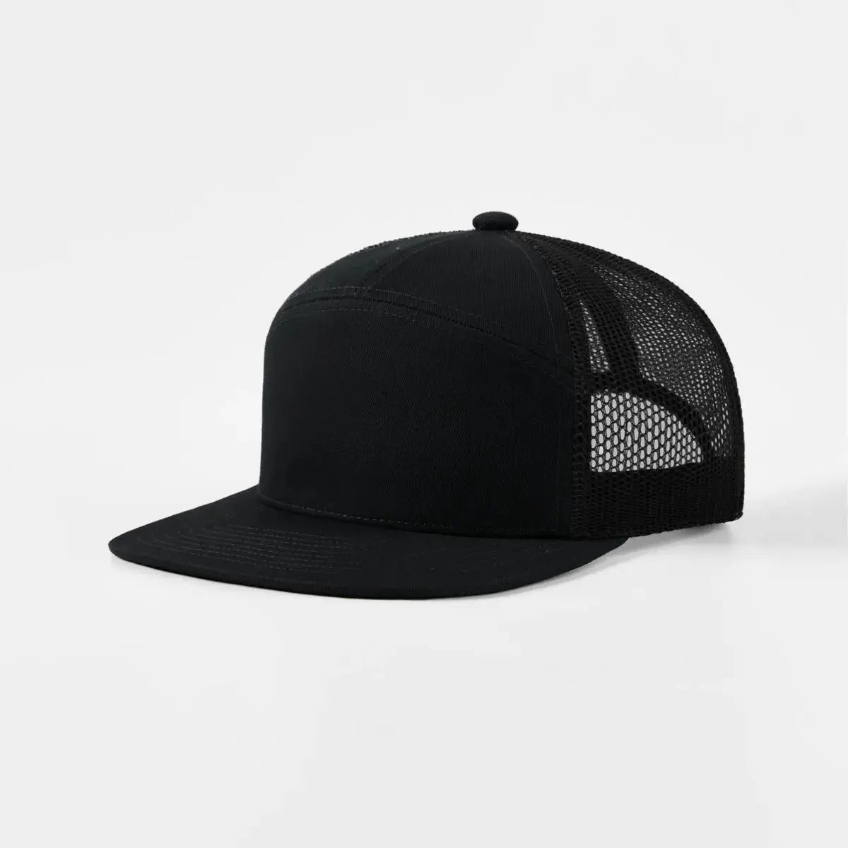 Blank & Custom Flat Bill 7 Panel Trucker Hat Wholesale - 6471 (Recycled)
