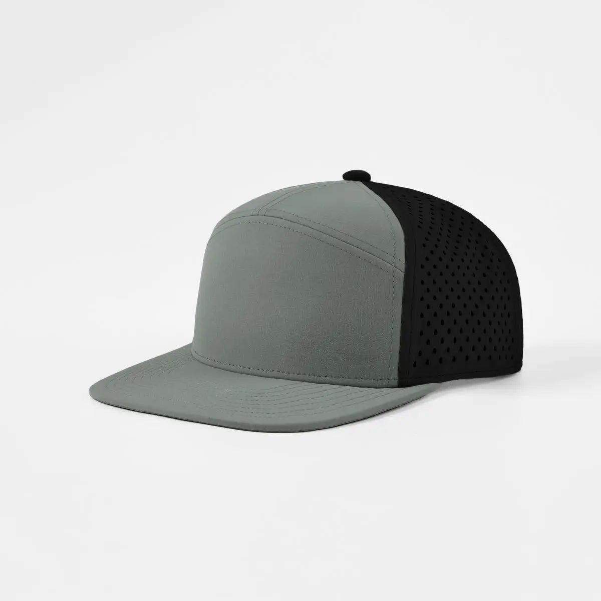 Blank & Custom Flat Bill 7 Panel Perforated Snapback Golf Hat Wholesale - 6472