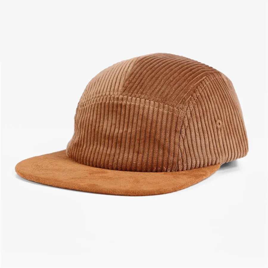 Blank & Custom Corduroy 5 Panel Flat Bill Camper Hat Wholesale - 6715