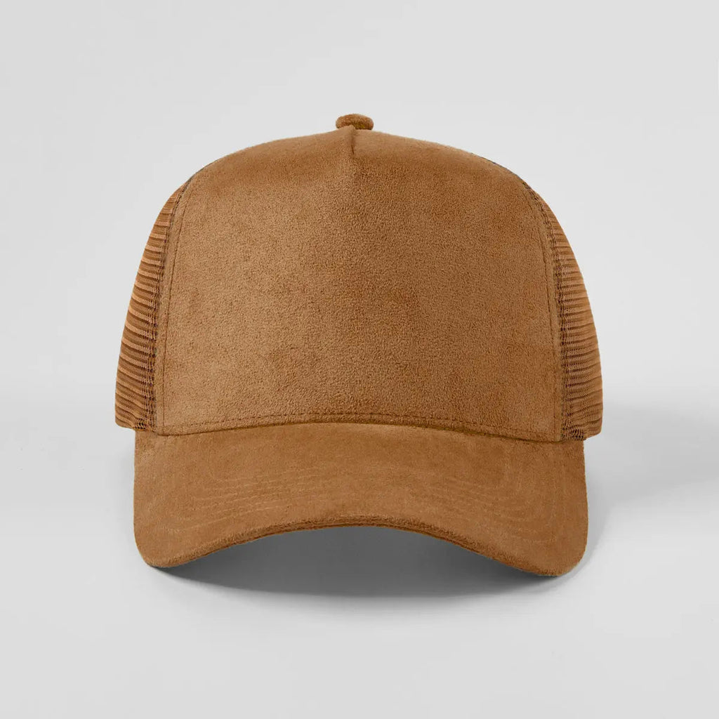 Blank Suede Mesh 5 Panel Trucker Hats Wholesale - 6710