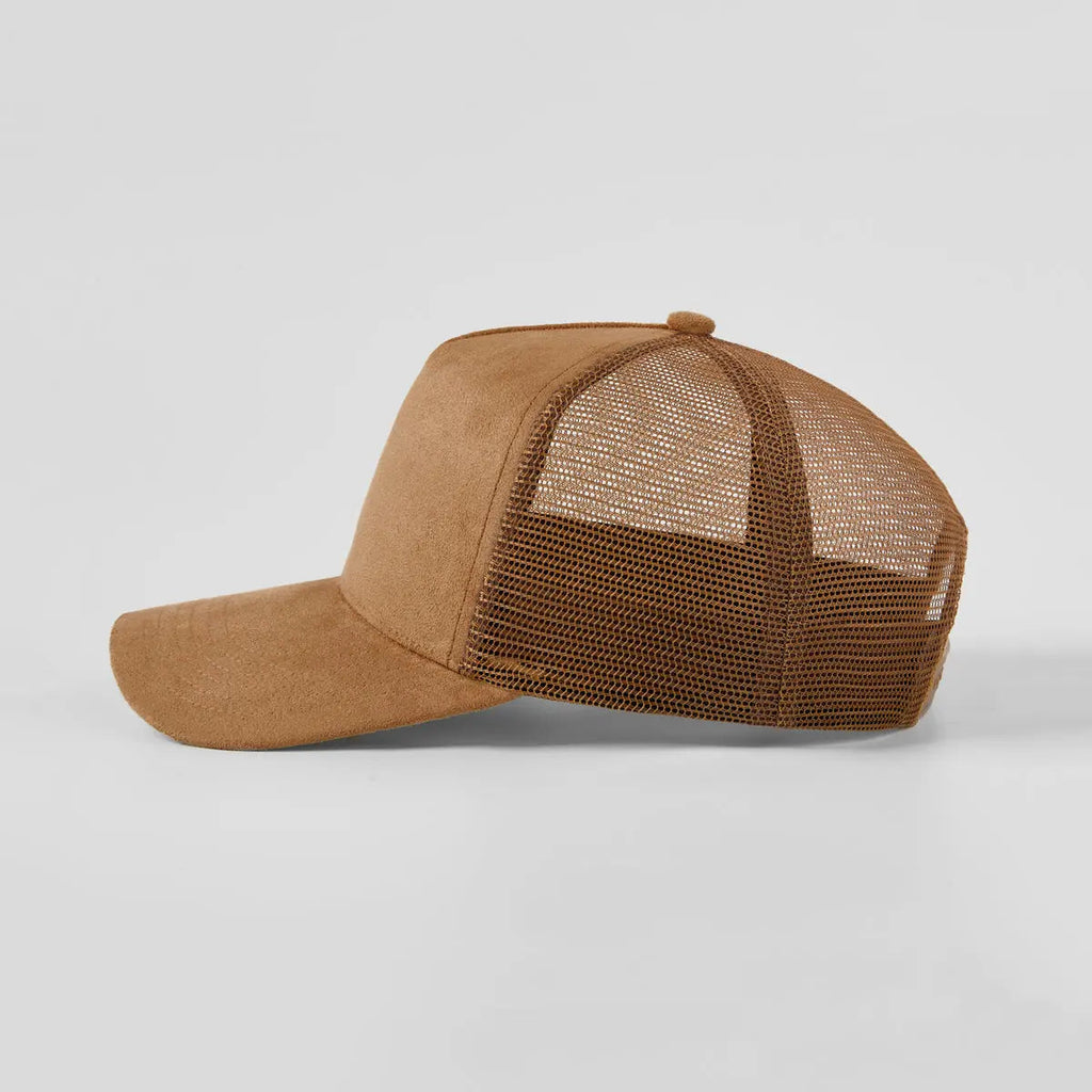 Blank Suede Mesh 5 Panel Trucker Hats Wholesale - 6710