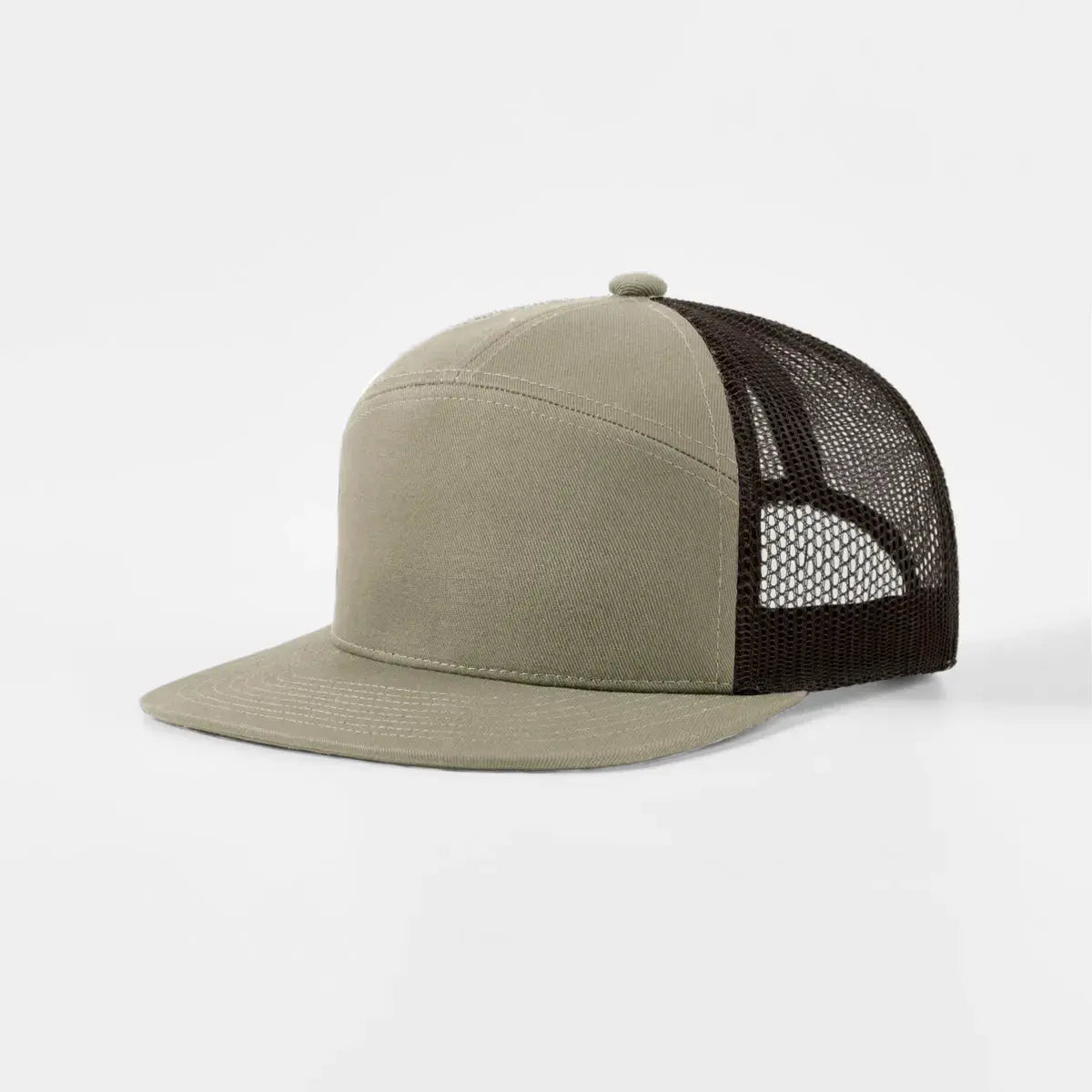 Blank & Custom Flat Bill 7 Panel Trucker Hat Wholesale - 6471 (Recycled)