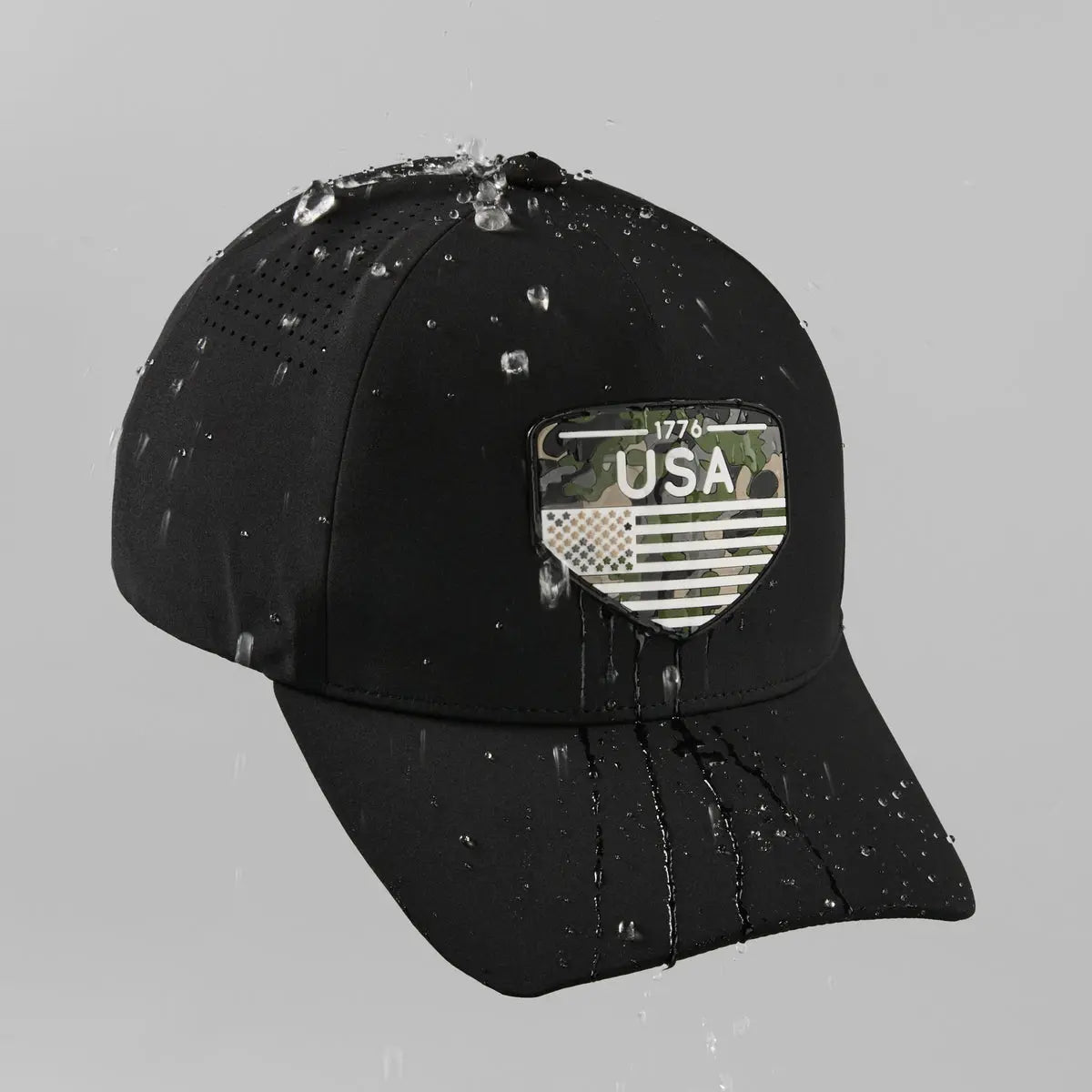 Blank Seamless Bonded Water Repellent Perforated 5 Panel Snapback Golf Hat Wholesale  - 5312