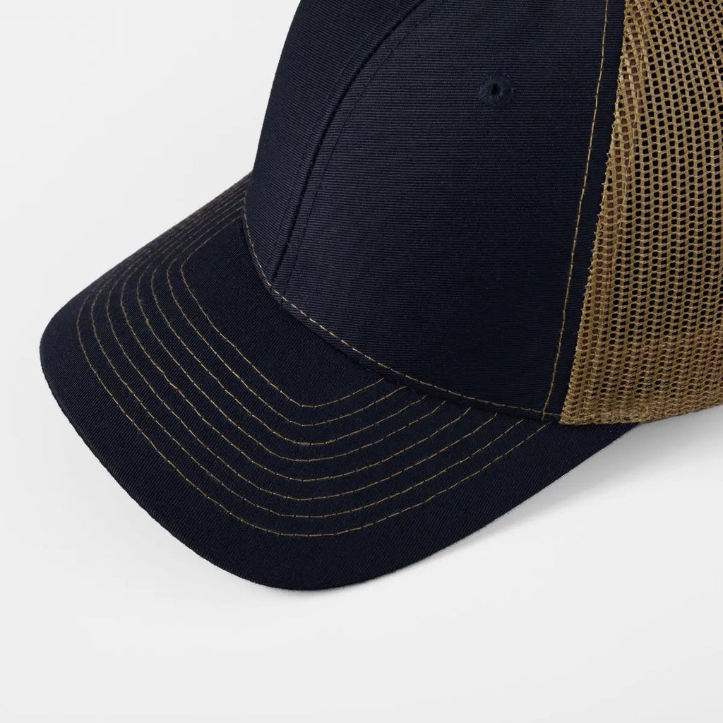 Blank & Custom 6 Panel Mid Profile Structured Trucker Hat Wholesale - 7018
