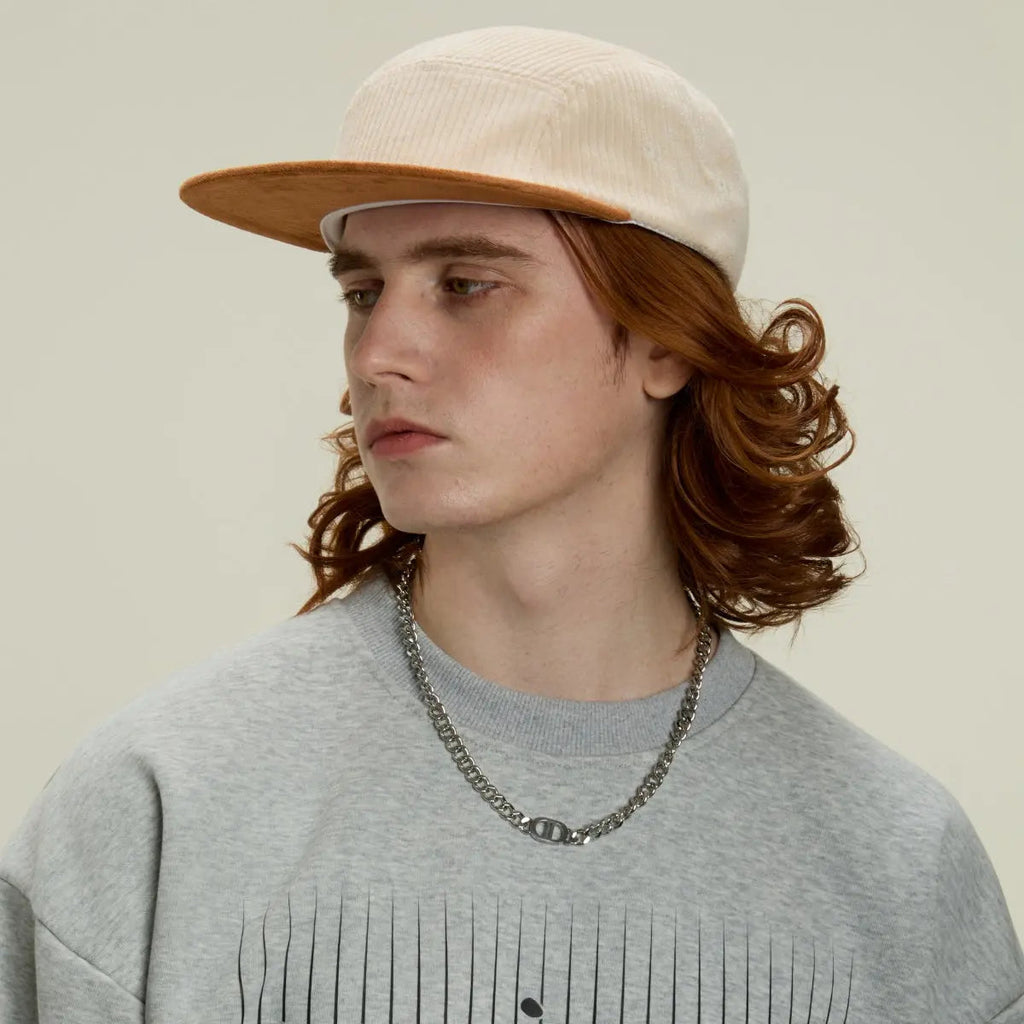Blank & Custom Corduroy 5 Panel Flat Bill Camper Hat Wholesale - 6715