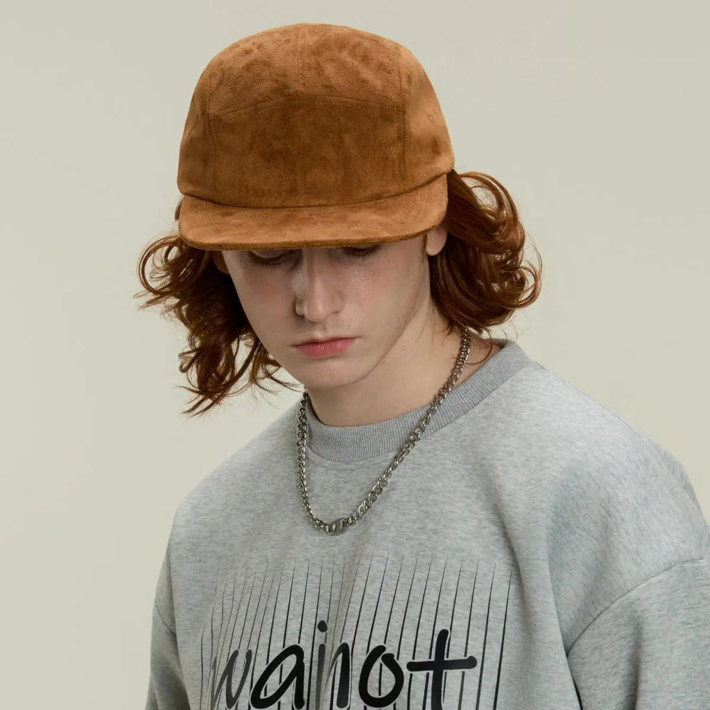 Blank Suede 5 Panel Flat Bill Camper Cap Wholesale - 6739