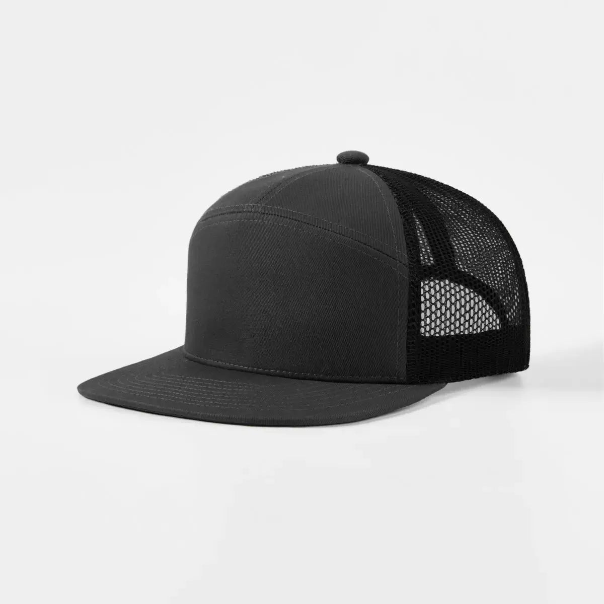Blank & Custom Flat Bill 7 Panel Trucker Hat Wholesale - 6471 (Recycled)
